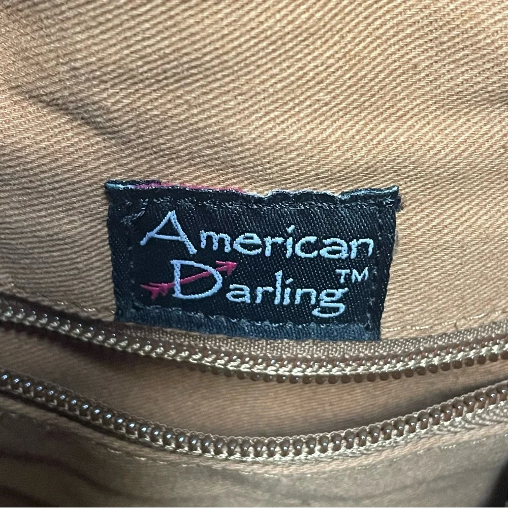 American Darling Cow Print Hair Fringe Western Purse Crossbody Messenger Bag - Picture 11 of 13